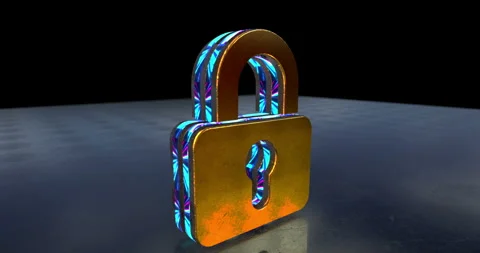 Padlock cybersecurity symbol 3d spectacular animation Stock Footage 340321623