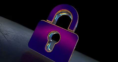 Padlock cybersecurity symbol 3d spectacular animation Stock Footage 340526586