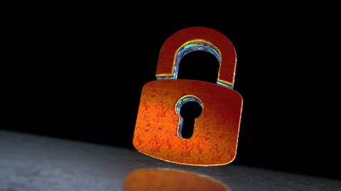 Padlock cybersecurity symbol 3d spectacular animation Stock Footage 340526600
