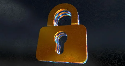 Padlock cybersecurity symbol 3d spectacular animation Stock Footage 340526834