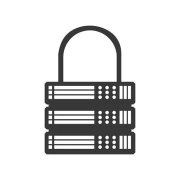 Padlock data center security system protection icon. Vector grap 스톡 일러스트