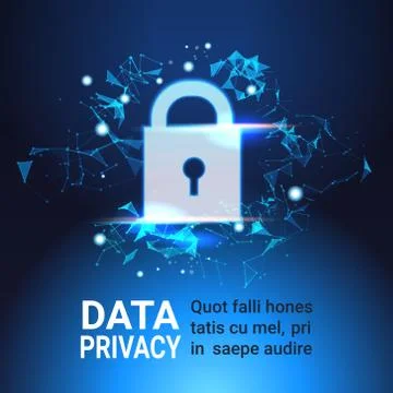 Padlock data protection privacy concept. GDPR. Cyber security network background Stock Illustration