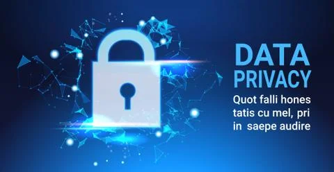 Padlock data protection privacy concept. GDPR. Cyber security network background Illustrazione stock