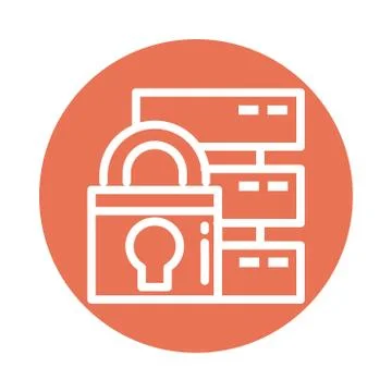 Padlock with database, block and flat style icon Illustrazione stock