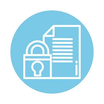 Padlock with document, block and flat style icon Illustrazione stock