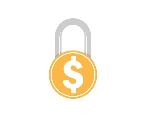 Padlock with dollar coin vector logo illustration Stock Illustration