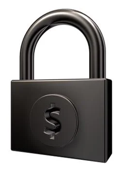 Padlock with dollar symbol on white background - 3d illustration Illustrazione stock