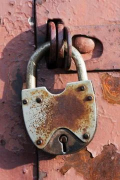 Padlock on door Stock Photos