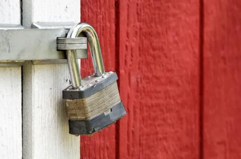 Padlock on  door Foto stock