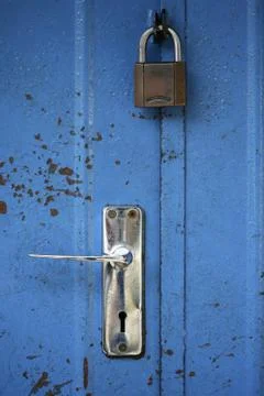 Padlock on door Stock Photos
