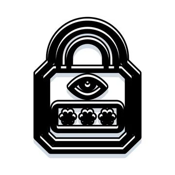 Padlock with eye icon and three password fields Illustrazione stock