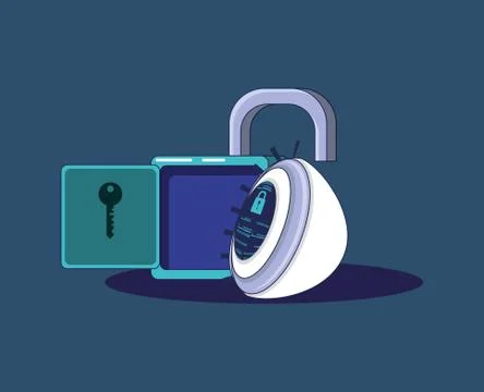 Padlock with eye privacy data Stock Illustration