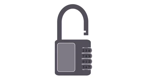 Padlock falls apart into small pieces. Animation on a white background. Stock Footage 148227771