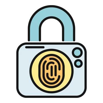 Padlock featuring a fingerprint scanner for biometric security Stock Illustration