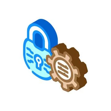 Padlock gear icon representing security settings and privacy Stock Illustration