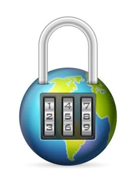 Padlock globe Stock Illustration