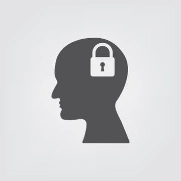Padlock in Head Flat Business Concept. Stock Illustration