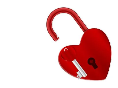 Padlock heart and key Stock Illustration