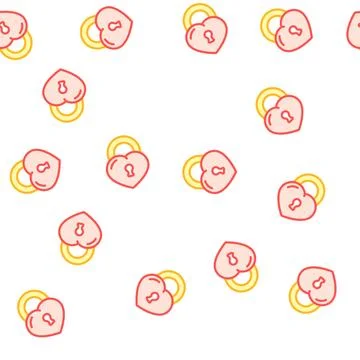 Padlock in heart form vector seamless pattern Stock Illustration