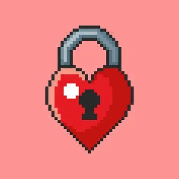Padlock Heart pixel art. Vector illustration design Stock Illustration