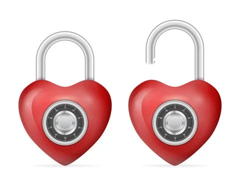 Padlock heart set Stock Illustration