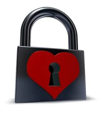 Padlock with heart symbol - 3d rendering Illustrazione stock