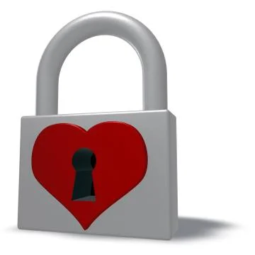 Padlock with heart symbol - 3d rendering Illustrazione stock