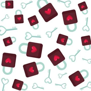 Padlock with hearts love pattern Stock Illustration