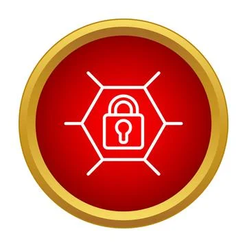 Padlock hexagon icon representing blockchain data security Stock Illustration