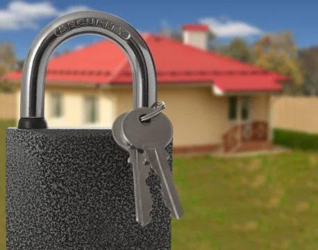 Padlock with house Stock Photos