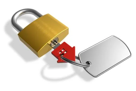 Padlock with house-shape key Stock Illustration