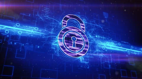 Padlock icon on abstract blue background Stock Footage 63530920