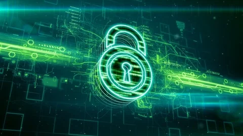 Padlock icon on abstract green background Stock Footage 72686109