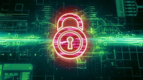 Padlock icon on abstract green background Stock Footage 72686110