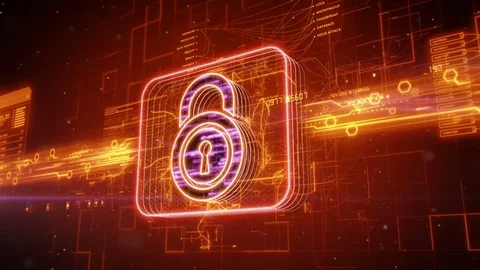 Padlock icon on abstract orange background Stock Footage 72288231