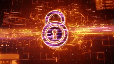 Padlock icon on abstract orange background Stock Footage 72297319