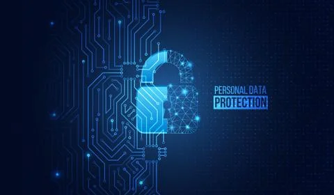 Padlock icon and internet technology networking connection. Cyber security in 库存插图