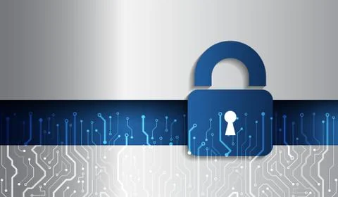 Padlock icon and internet technology networking connection. Cyber security in イラスト素材