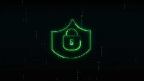 Padlock icon animation with binary code shield. Padlock icon data encryptio.. Stock Footage 337131783