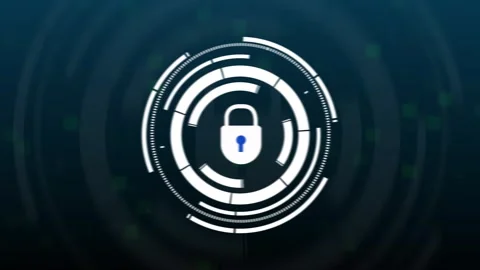 Padlock icon animation on hud interface. Padlock icon digital security. Pad.. Stock Footage 338347659