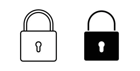 Padlock icon in black and white. vector icon pack for websites Stock Illustration