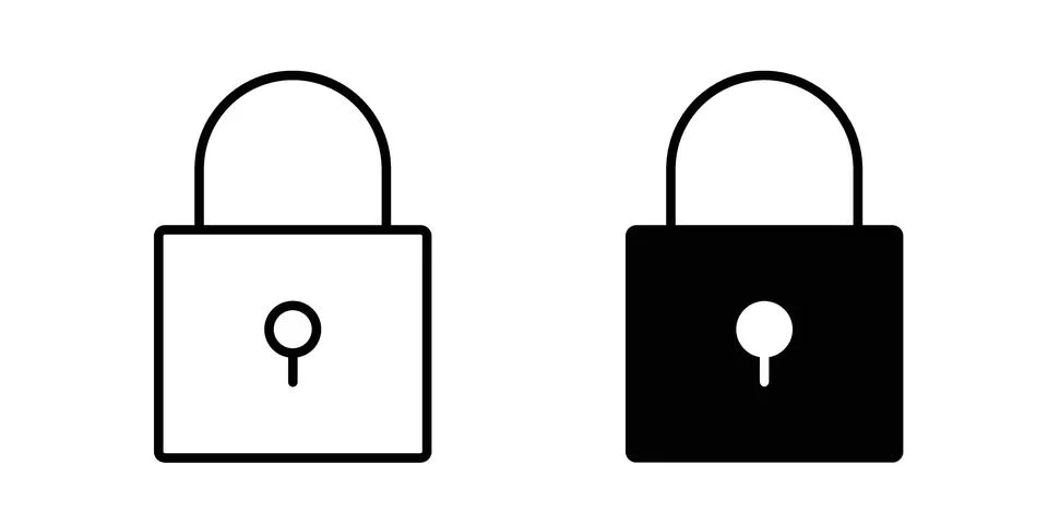 Padlock icon black vector isolated on white Stock Illustration