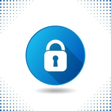 Padlock icon on blue button Stock-Illustration