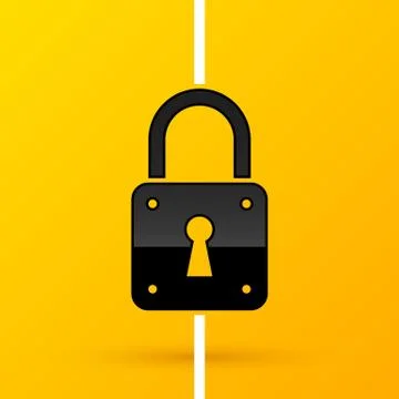Padlock icon on bright yellow background. EPS10 Stock Illustration