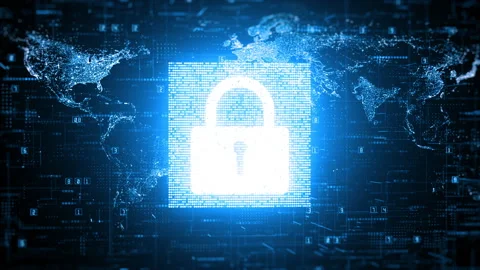 Padlock Icon Cyber Security, Digital Data Network Protection Stock-Footage 165574469