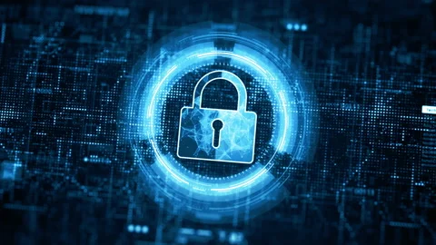 Padlock Icon Cyber Security, Digital Data Network Protection, Future Technolo Stock Footage 165574994