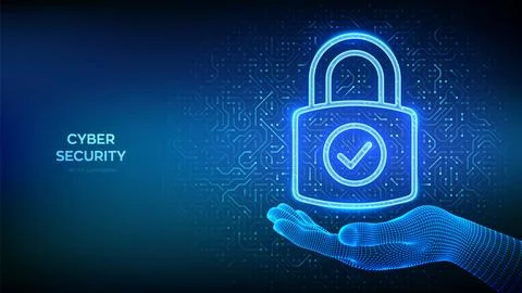 Padlock icon. Cybersecurity. Data protection. Padlock with Check mark icon in Stock Illustration