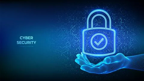 Padlock icon. Cybersecurity. Data protection. Padlock with Check mark icon in Stock Illustration