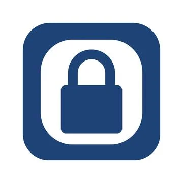 Padlock icon on dark blue square for security and data protection concepts. Stock Illustration
