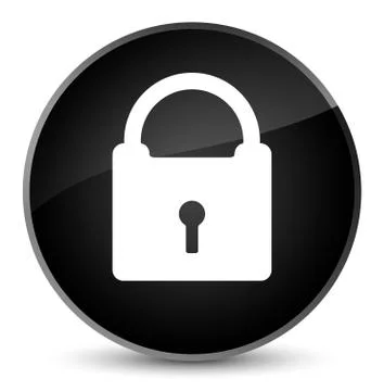 Padlock icon elegant black round button Stock Illustration